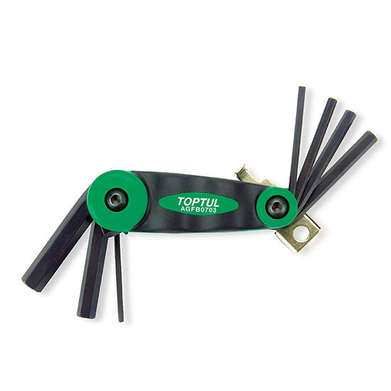 7-in-1 Foldable Hex Key Wrench Set. Black 7pcs:2.5,3,4,5,6,8,10mm