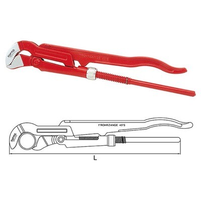 1" L=345mm 45° Swedish Model Pipe Wrench With S-Shaped Jaw) Powder Coating