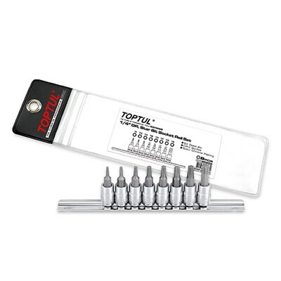 8PCS 1/4" Dr. Torx Bit Socket  BCFA Series Rail Set Stamping/Satin Chrome/Zipper Pouch