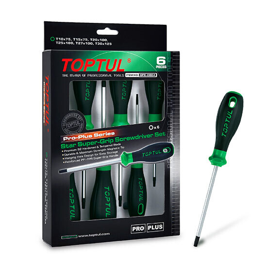 6PCS PRO-PLUS SERIES Star Super-Grip Screwdriver Set  Satin/ Printing / Color Box