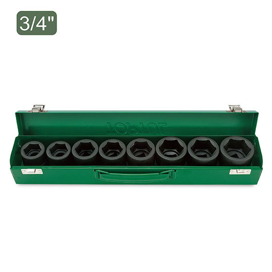 8PCS 3/4"DR. 6PT Flank Impact Socket Set  KABA Series Black Phosphate/ Laser/ Metal Box