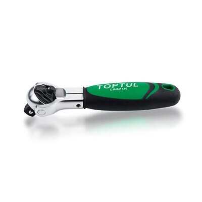 1/4"(3/8")Dr. L=173mm 72T Stubby Swivel-Head Ratchet with Dual Drives  Satin Chrome