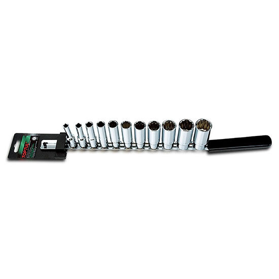 11PCS 3/8"DR. 12PT Deep Socket Rail Set  BBEF Series Mirror/ Stamping/ Socket Rail