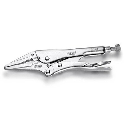 6” Long Nose Locking Pliers with Wire Cutter Nickel