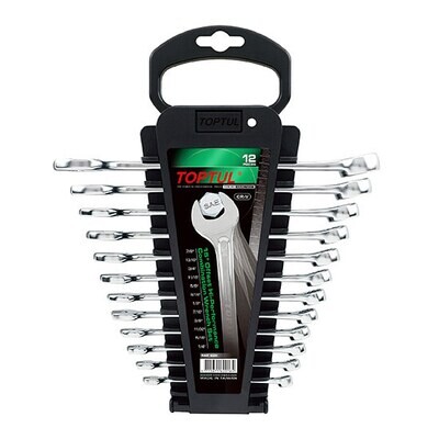 12PCS 15° Offset Hi-Performance Combination Wrench  Set  ACEX Series Satin Chrome/ Stamping/ Storage Rack