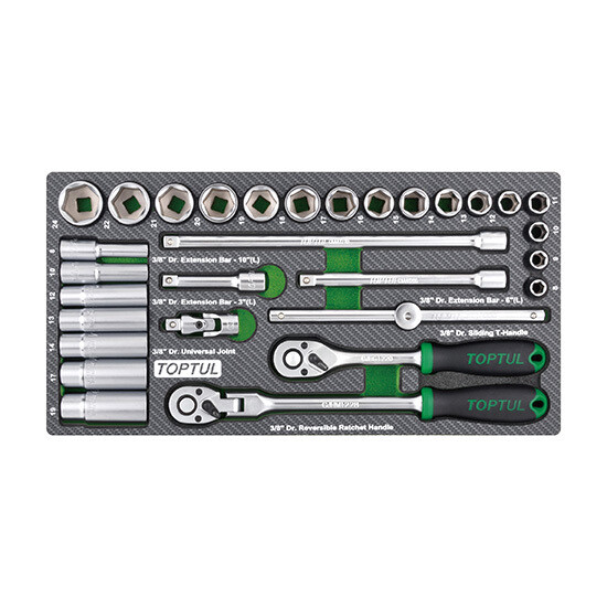 30 pcs 3/8" Drive  Metric Socket/Ratchet Set in EPE Foam