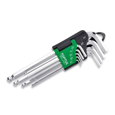 9PCS Long Type Ball Point Hex Key Wrench Set Imperial