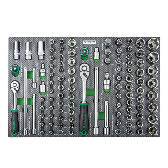 104PCS 3/8" & 1/2" DR. Flank Metric Socket & Bit Set on EPE Foam Tray