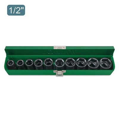 10PCS 1/2" DR. 6PT Flank Impact Socket Set (SAE)KBBA Series