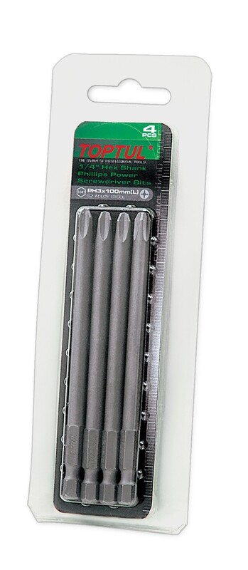 1/4" Hex Shank Phillips Power Screwdriver Bits (100mm) PH2