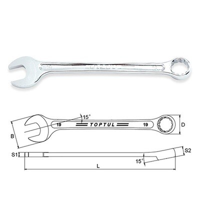 Hi-Performance Combination Wrench 15° Offset - SAE, Size: 1/4"