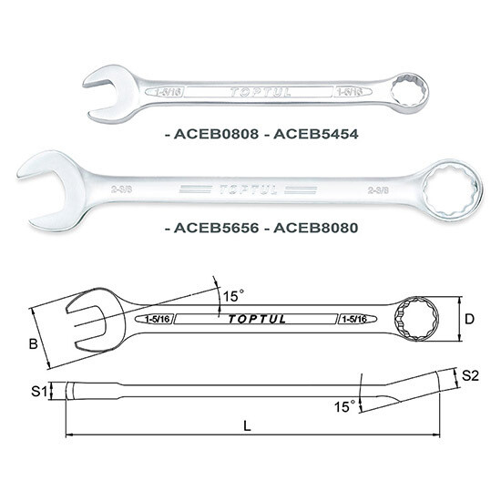 Standard Combination Wrench 15° Offset - SAE, Size: 1-5/16"