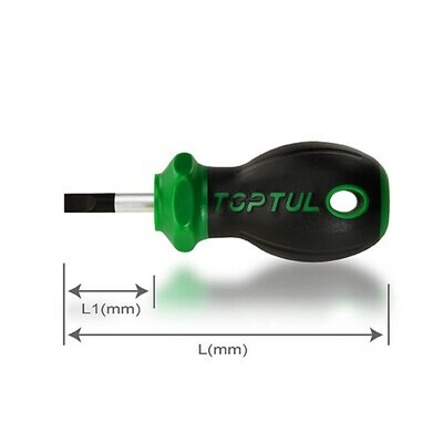 Pro-Plus Series Stubby Slotted Anti-Slip Screwdrivers, Size: 0.8x4x24mm