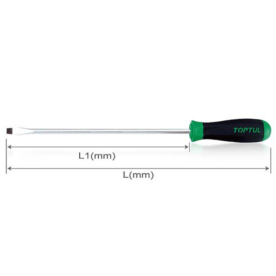 Extra Long Slotted Anti-Slip Screwdrivers, Size: 1.6x10x400mm