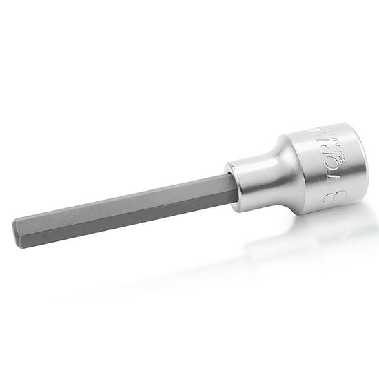 1/2" Drive Hex Bit Sockets (Satin Chrome Finished) 100mm Long, Size: 5mm