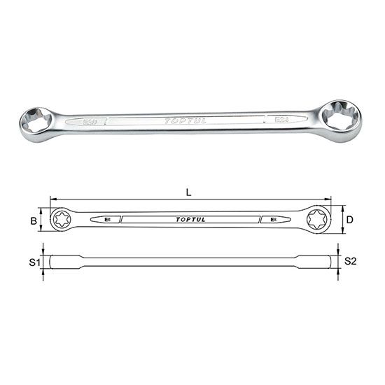 E-Torx Wrench (Satin Chrome Finished), Size: E6xE8