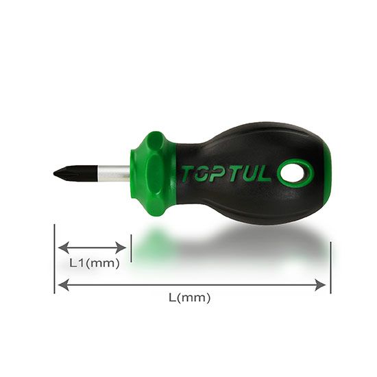 Pro-Plus Series Stubby Phillips Anti-Slip Screwdrivers, Size: PH1x25mm