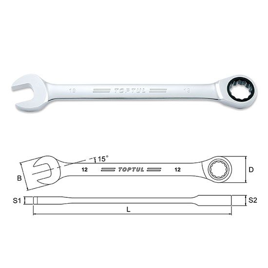Pro-Series Ratchet Combination Wrench, Size: 8mm