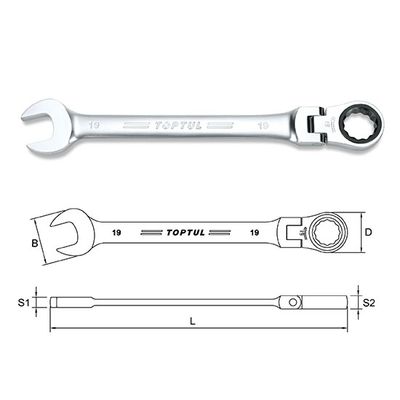 Pro-Series Flexible Ratchet Combination Wrench, Size: 10mm