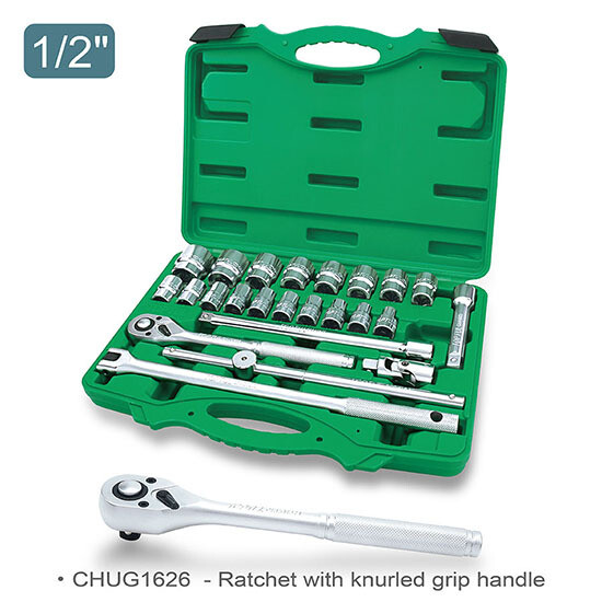 24PCS Professional Grade 1/2" Dr. Flank Socket Set (6PT) Satin/Blow Case