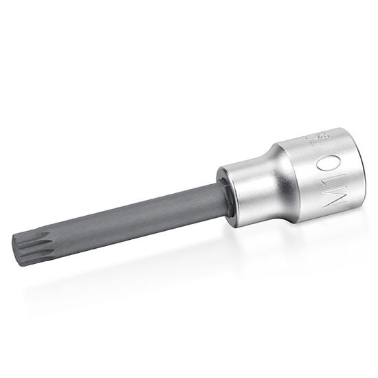1/2" Dr. x M12 L=100mm Long Spline Bit Sockets Satin Chrome