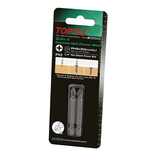 1/4” PH2x50(L)mm Hex Shank 2-In-1 Countersink Power BitS