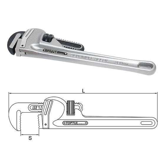 Aluminum Alloy Pipe Wrench, Size: 14"
