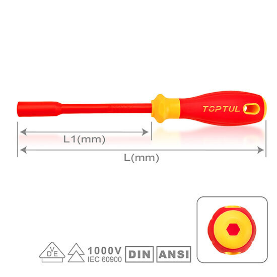 VDE Insulated Pro-Plus Series Hex Nutspinner, Size: 4mm