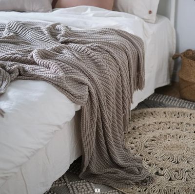 Chenille design blanket with fringe