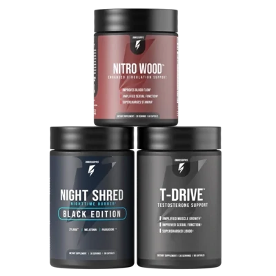 SUPERCHARGED MALE STACK 
( T-Drive + Nitro Wood + Night Shred Black )