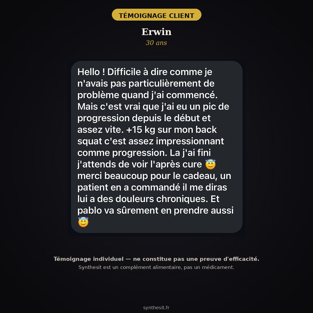 Témoignage client Erwin — énergie remarquable après 5 mois, 10 à 14 heures de travail par jour