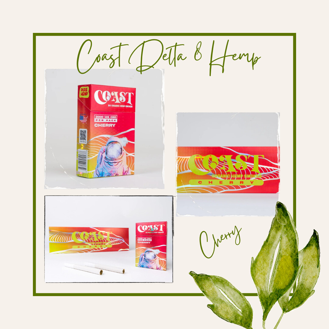 Coast Delta 8 Hemp Cigarettes, Flavor: Cherry