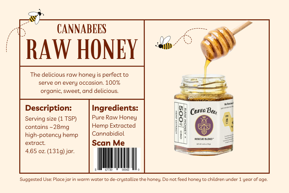 CannaBees Raw Honey 500mg 4.65oz