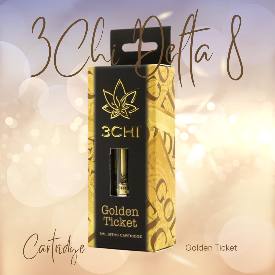 3Chi Delta 8 Vape Cartridge, Flavor: Golden Ticket (Hybrid)