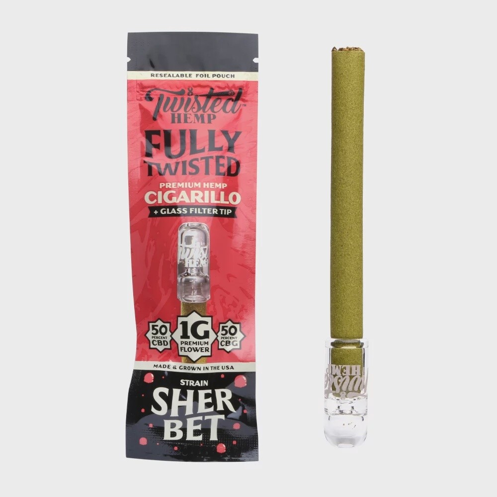 Twisted Hemp Cigarillo Pre-Rolls, Strain: Sherbet
