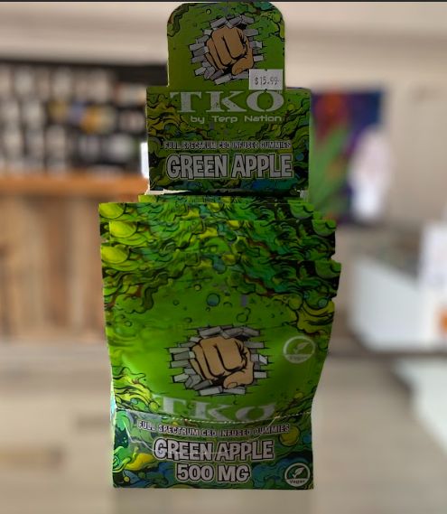 TKO Full Spectrum CBD Infused Gummies 500 mg, 10 Count gummies: Green Apple