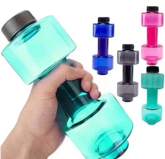 4 Colors Sports Water Bottles 550ml Leakproof Portable Unbreakable My Sports Plastic Bottle Shaker BPA Fitness Dumbbell Unisex