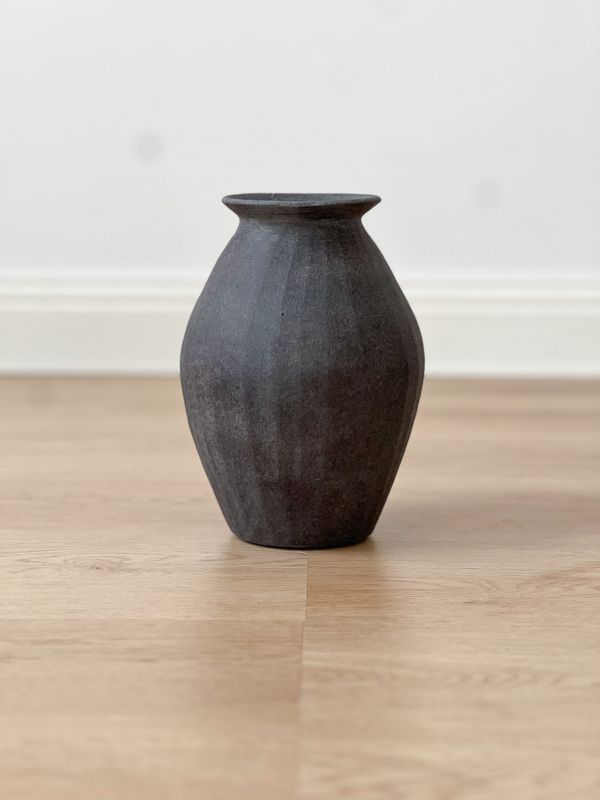 black ceramic vase