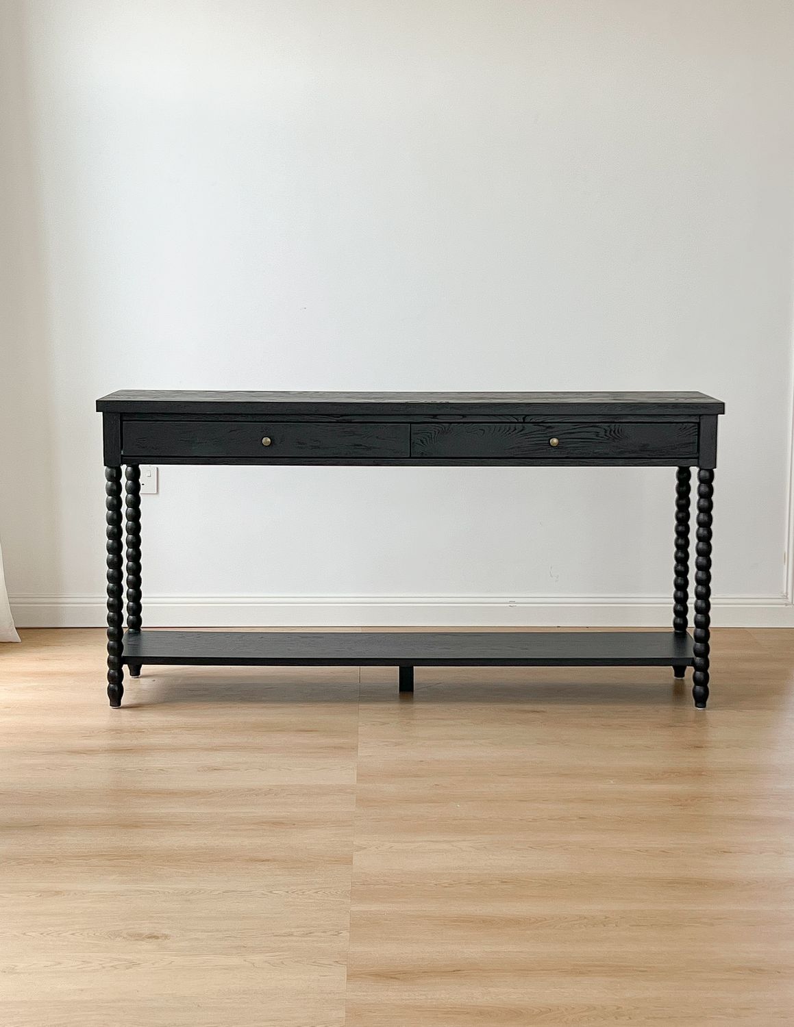 black oak wood console table