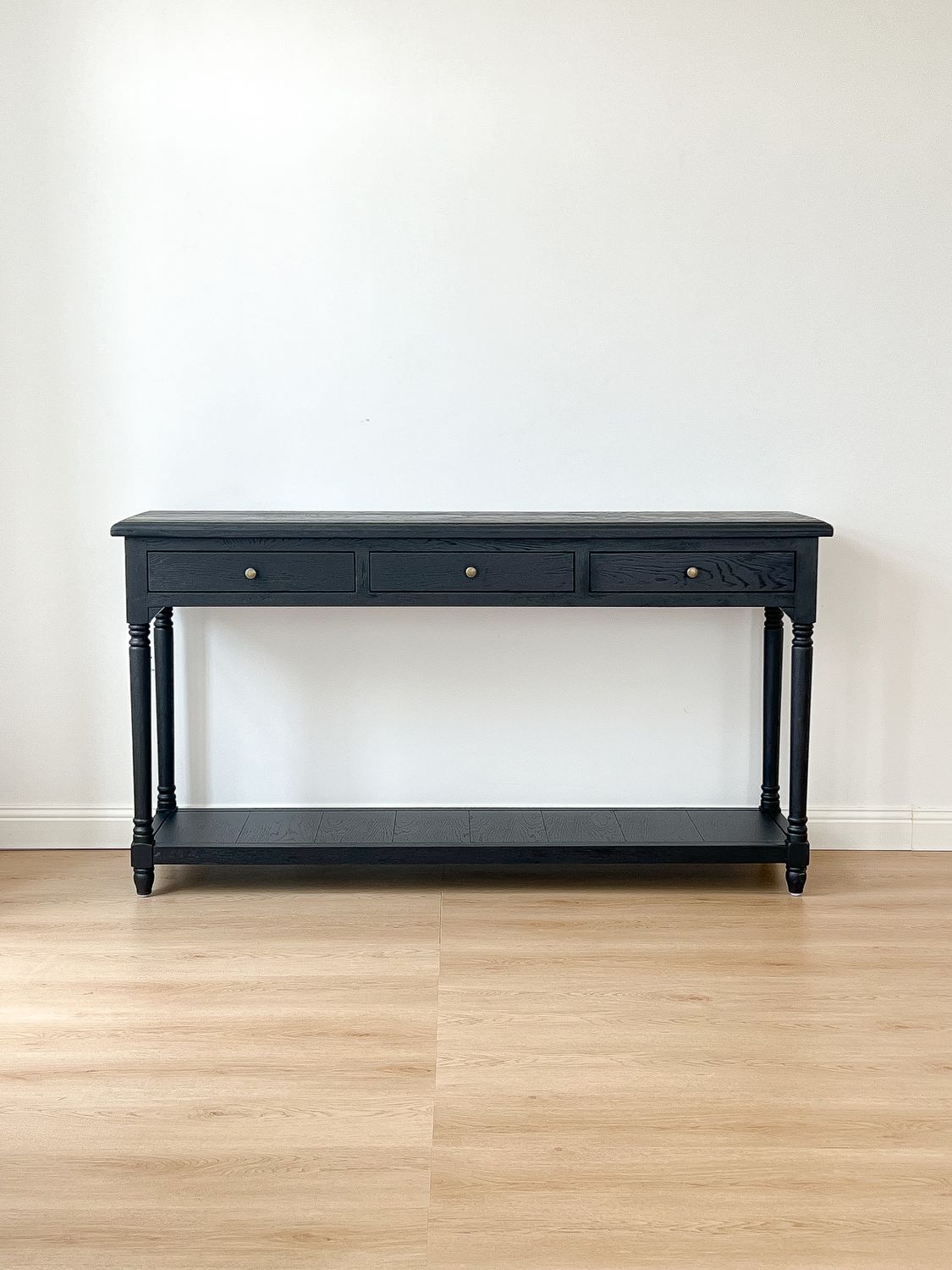 black oak console table