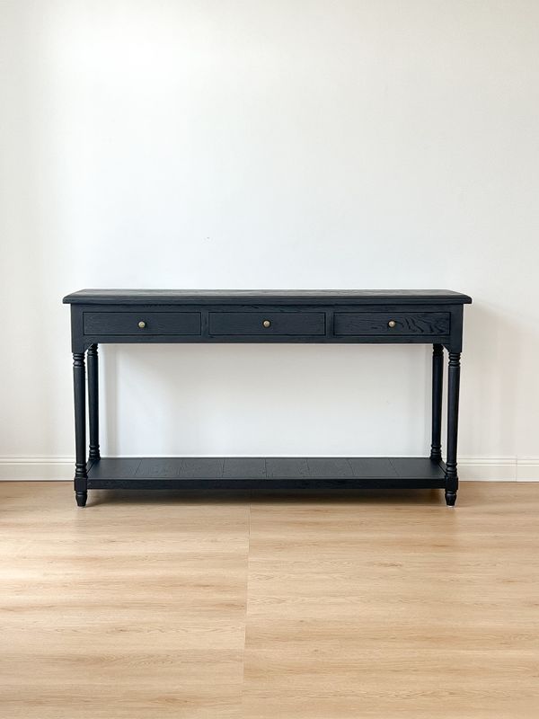 black oak console table