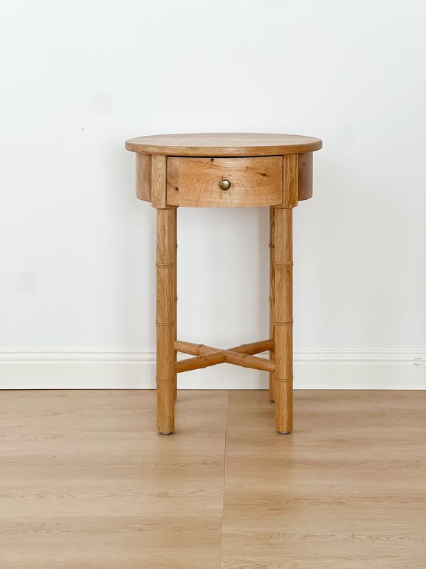 solid oak round side table