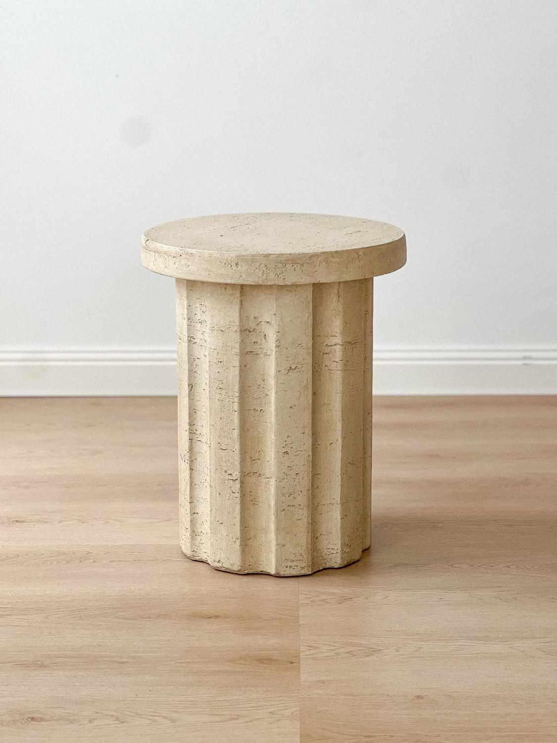 side table travertine effect