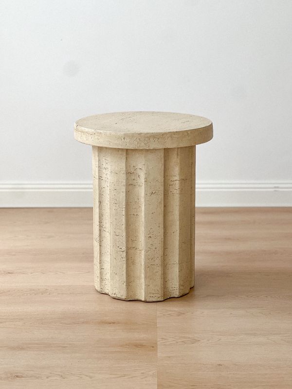 side table travertine effect
