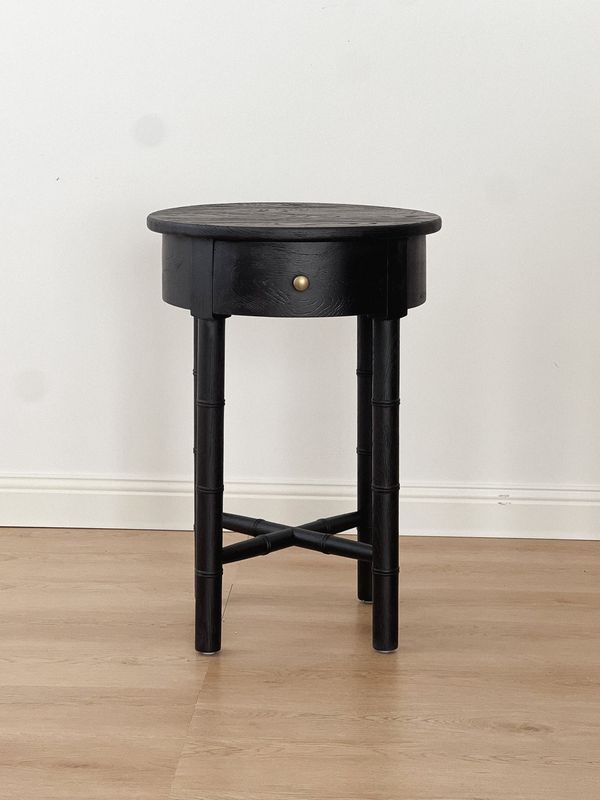 solid oak wood round  side table