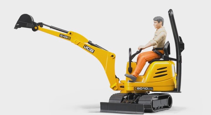 Micro-pelleteuse JCB 8010 CTS et ouvrier de chantier