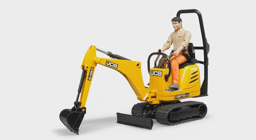 Micro-pelleteuse JCB 8010 CTS et ouvrier de chantier
