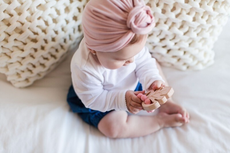Hochet De Bois Feuille - Blush