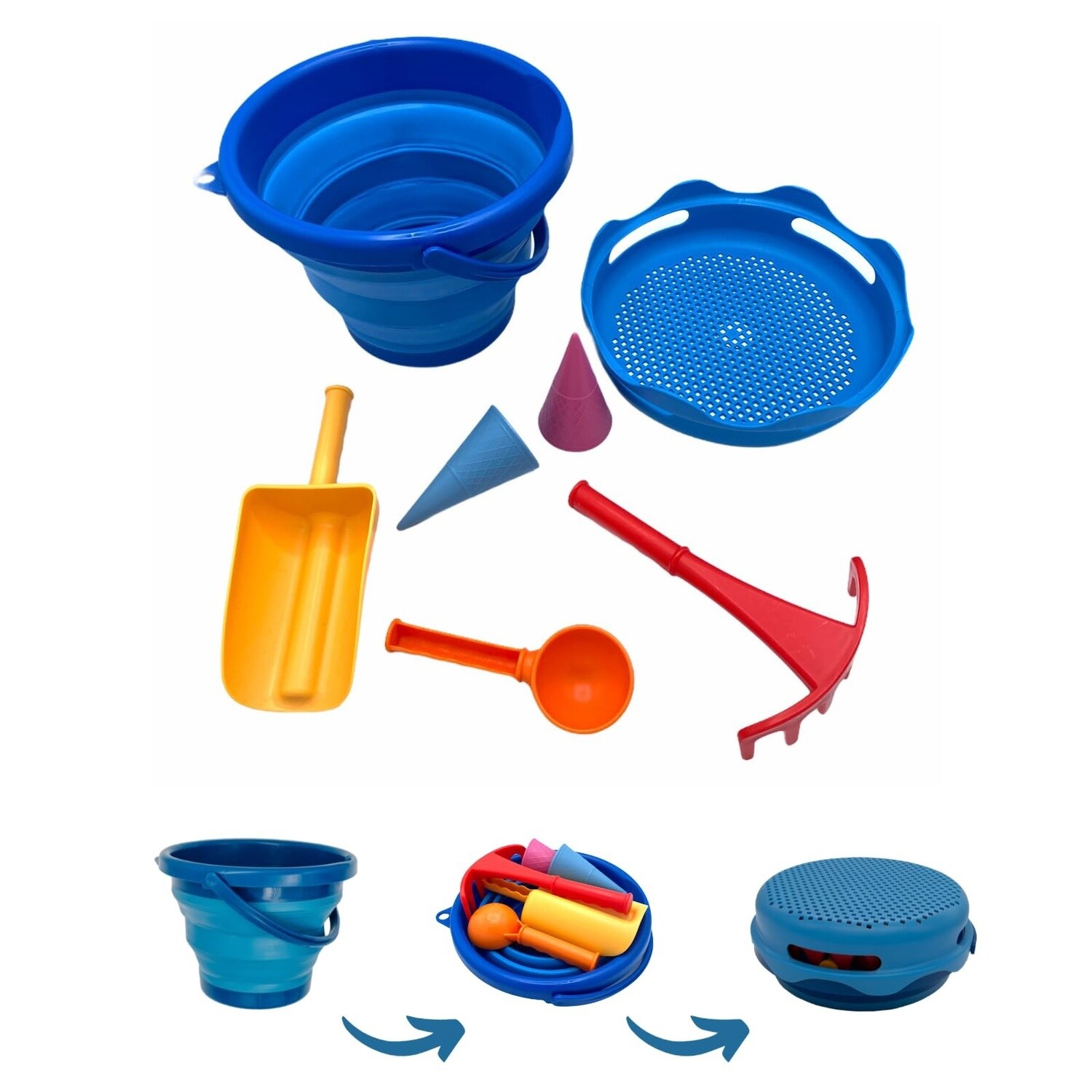 Ensemble de jouets de sable 7-En-1 / Bleu