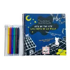 MINI CAHIER CHATS DE VILLE + 6 MARQUEURS